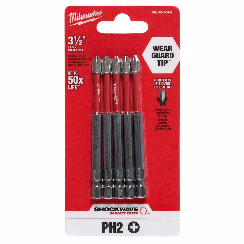 Drill Bits Milwaukee #2 Philips Shockwave 3-1/2 In. Impact Duty Steel Driver Bits (5-Pack) 4 Drill Bits Milwaukee #2 Philips Shockwave 3-1/2 In. Impact Duty Steel Driver Bits (5-Pack) - Image 2