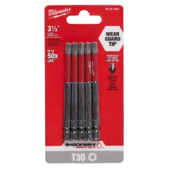 Drill Bits Milwaukee SHOCKWAVE Torx #30 3.5 In. Impact Duty Steel Screwdriver Bit (5-Pack) -Deals Power Tool Accessories Store milwaukee screwdriver bits 48 32 4580 e1 1000