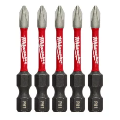 Drill Bits Milwaukee SHOCKWAVE Philips #1 2 In. Impact Duty Steel Screwdriver Bit (5-Pack)