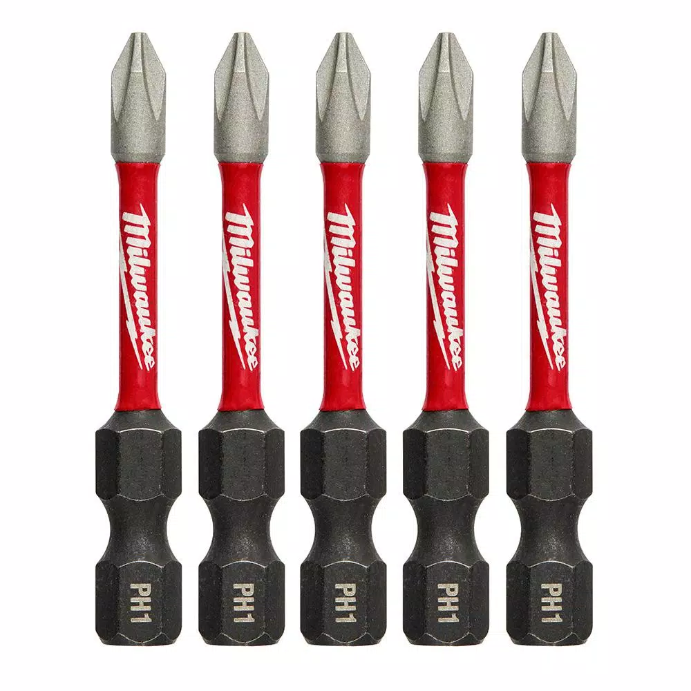 Drill Bits Milwaukee SHOCKWAVE Philips #1 2 In. Impact Duty Steel Screwdriver Bit (5-Pack) 3 Drill Bits Milwaukee SHOCKWAVE Philips #1 2 In. Impact Duty Steel Screwdriver Bit (5-Pack)
