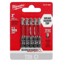 Drill Bits Milwaukee T25 Torx 2 In. Shockwave Impact Duty Steel Power Bits (5-Pack) -Deals Power Tool Accessories Store milwaukee screwdriver bits 48 32 4685 e1 1000