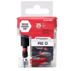 Drill Bits Milwaukee #2 Philips Shockwave Impact Duty Steel Tic Tac With Bit Holder (25-Pack)