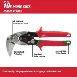 Cutting Tools Milwaukee 9 In. Left-Cut And Right Cut Right Angle Aviation Snips (2-Piece) -Deals Power Tool Accessories Store milwaukee snips 48 22 4511 48 22 4521 40 1000