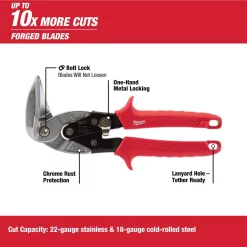 Cutting Tools Milwaukee 10 In. Left-Cut And Right Cut And Straight Cut Angle Aviation Snips (3-Piece) -Deals Power Tool Accessories Store milwaukee snips 48 22 4511 48 22 4521 48 22 4537 40 1000