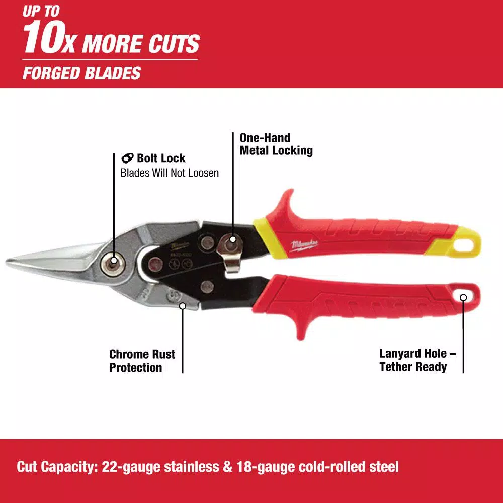 Cutting Tools Milwaukee Left, Right, And Straight Aviation Snips (3-Pack) 6 Cutting Tools Milwaukee Left, Right, And Straight Aviation Snips (3-Pack) - Image 4