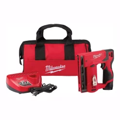 Fastening Tools Milwaukee M12 12-Volt Lithium-Ion Cordless 3/8 In. Crown Stapler Kit W/ (1) 1.5Ah Battery, Charger & Bag