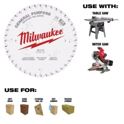 Saw Blades Milwaukee 10 In. X 40-Tooth General Purpose Circular Saw Blade -Deals Power Tool Accessories Store milwaukee table saw blades miter saw blades 48 40 1024 31 1000