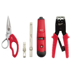Tool Accessories Milwaukee Electrician Snips And Impacting Punchdown Tool And Ratcheting Modular Crimper Hand Tool Set (3-Tool)