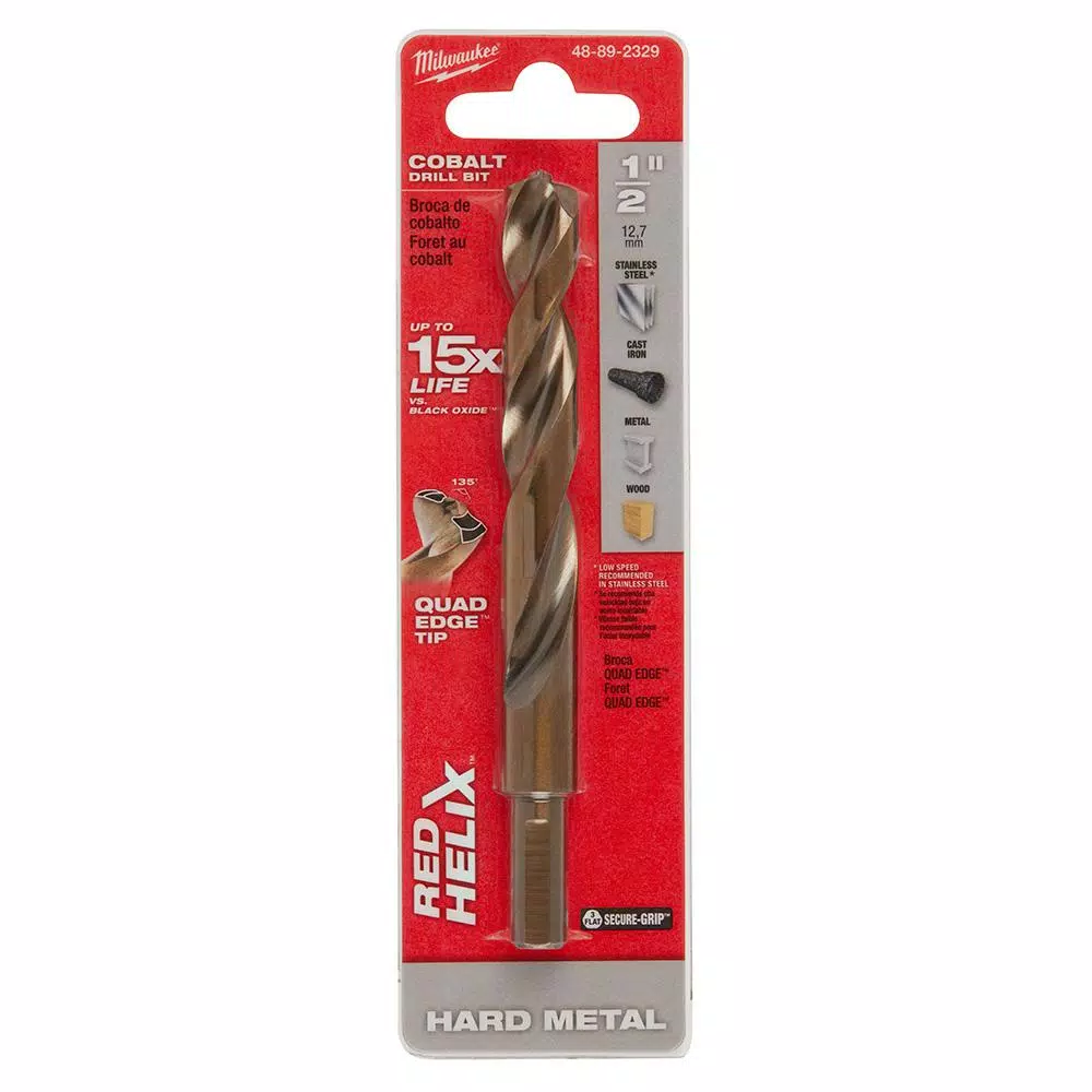 Drill Bits Milwaukee 1/2 In. Cobalt Red Helix Twist Drill Bit 3 Drill Bits Milwaukee 1/2 In. Cobalt Red Helix Twist Drill Bit