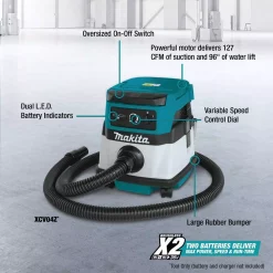 Wet & Dry Vacuums Makita 18-Volt X2 LXT Lithium-Ion (36-Volt) Cordless/Corded 2.1 Gal. Dry Vacuum (Tool Only) -Deals Power Tool Accessories Store multi makita wet dry vacuums xcv04z 40 1000