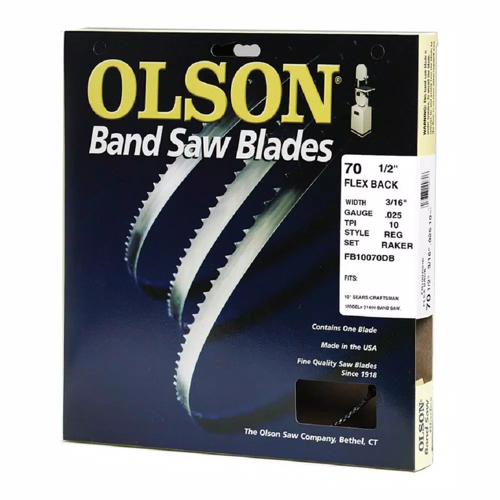 Saw Blades Olson Saw 70-1/2 In. L X 3/16 In. With 10 TPI High Carbon Steel With Hardened Edges Band Saw Blade 3 Saw Blades Olson Saw 70-1/2 In. L X 3/16 In. With 10 TPI High Carbon Steel With Hardened Edges Band Saw Blade