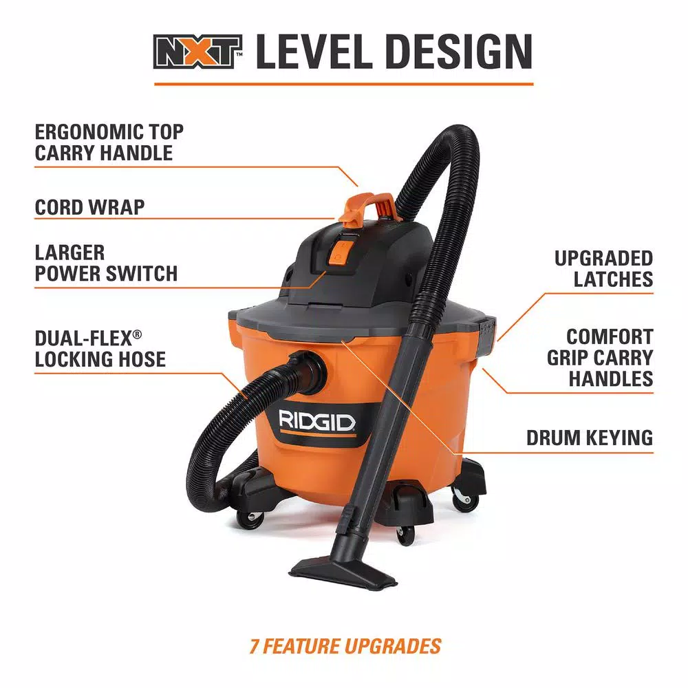 Wet & Dry Vacuums RIDGID 9 Gal. 4.25-Peak HP NXT Wet/Dry Shop Vacuum With Standard Filter, Wet Filter, Dust Bags, Hose And Accessories 5 Wet & Dry Vacuums RIDGID 9 Gal. 4.25-Peak HP NXT Wet/Dry Shop Vacuum With Standard Filter, Wet Filter, Dust Bags, Hose And Accessories - Image 3