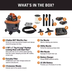 Wet & Dry Vacuums RIDGID 9 Gal. Cordless Wet/Dry Shop Vacuum With Two 18-Volt OCTANE 3.0 Ah Lithium-Ion Batteries And Charger 14 Wet & Dry Vacuums RIDGID 9 Gal. Cordless Wet/Dry Shop Vacuum With Two 18-Volt OCTANE 3.0 Ah Lithium-Ion Batteries And Charger -Deals Power Tool Accessories Store oranges peaches ridgid wet dry vacuums hd0918b e1 1000