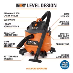 Wet & Dry Vacuums RIDGID 14 Gal. 6.0-Peak HP NXT Wet/Dry Shop Vacuum With Filter, Wet Application Filter, Hose And Accessories 18 Wet & Dry Vacuums RIDGID 14 Gal. 6.0-Peak HP NXT Wet/Dry Shop Vacuum With Filter, Wet Application Filter, Hose And Accessories -Deals Power Tool Accessories Store oranges peaches ridgid wet dry vacuums hd1400b 40 1000