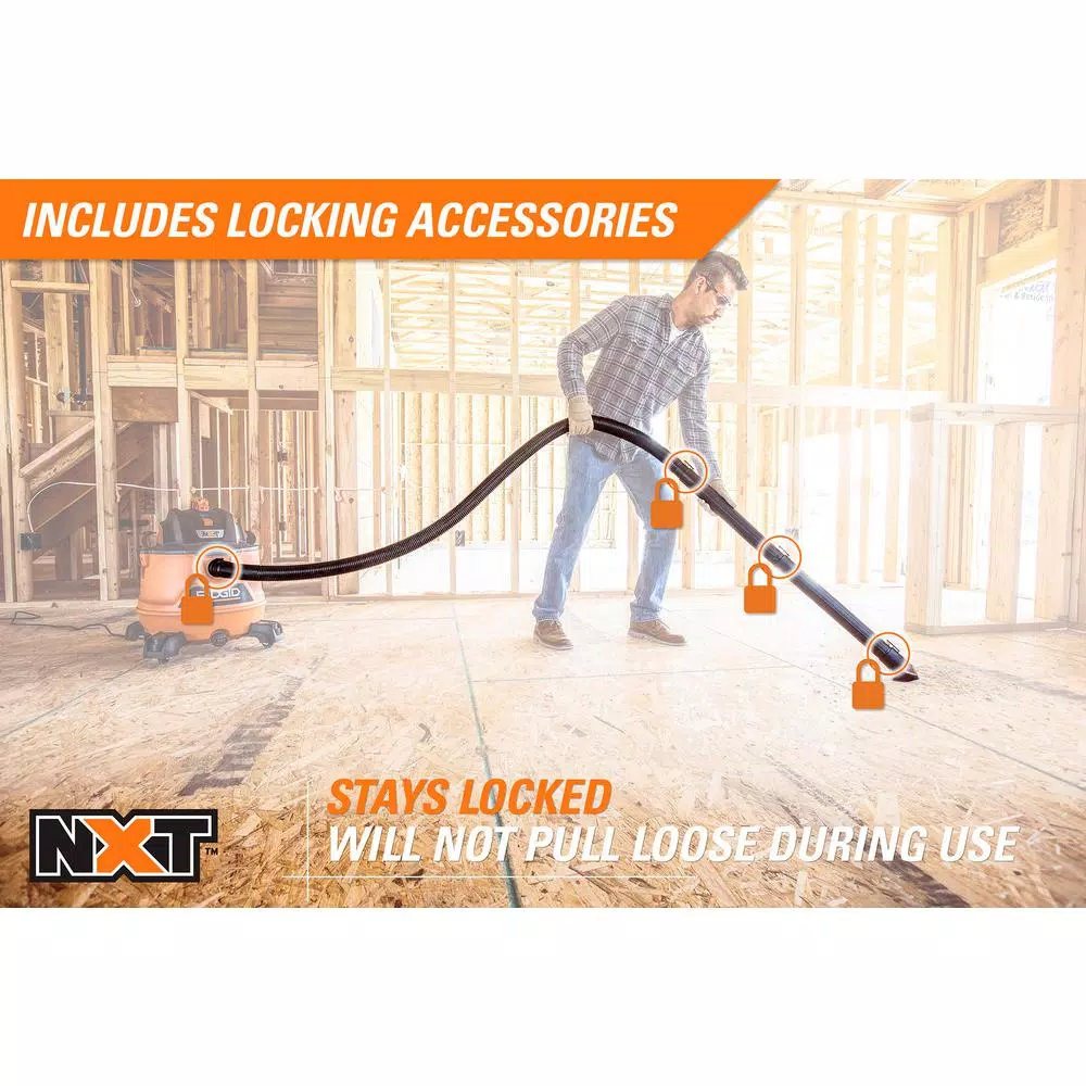 Wet & Dry Vacuums RIDGID 14 Gal. 6.0-Peak HP NXT Wet/Dry Shop Vacuum With Filter, Wet Application Filter, Hose And Accessories 12 Wet & Dry Vacuums RIDGID 14 Gal. 6.0-Peak HP NXT Wet/Dry Shop Vacuum With Filter, Wet Application Filter, Hose And Accessories - Image 10
