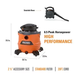 Wet & Dry Vacuums RIDGID 16 Gal. 6.5-Peak HP NXT Wet/Dry Shop Vacuum With Detachable Blower, Filter, 7 Ft. Hose, 20 Ft. Hose And Accessories 19 Wet & Dry Vacuums RIDGID 16 Gal. 6.5-Peak HP NXT Wet/Dry Shop Vacuum With Detachable Blower, Filter, 7 Ft. Hose, 20 Ft. Hose And Accessories -Deals Power Tool Accessories Store oranges peaches ridgid wet dry vacuums hd1600d 1d 1000