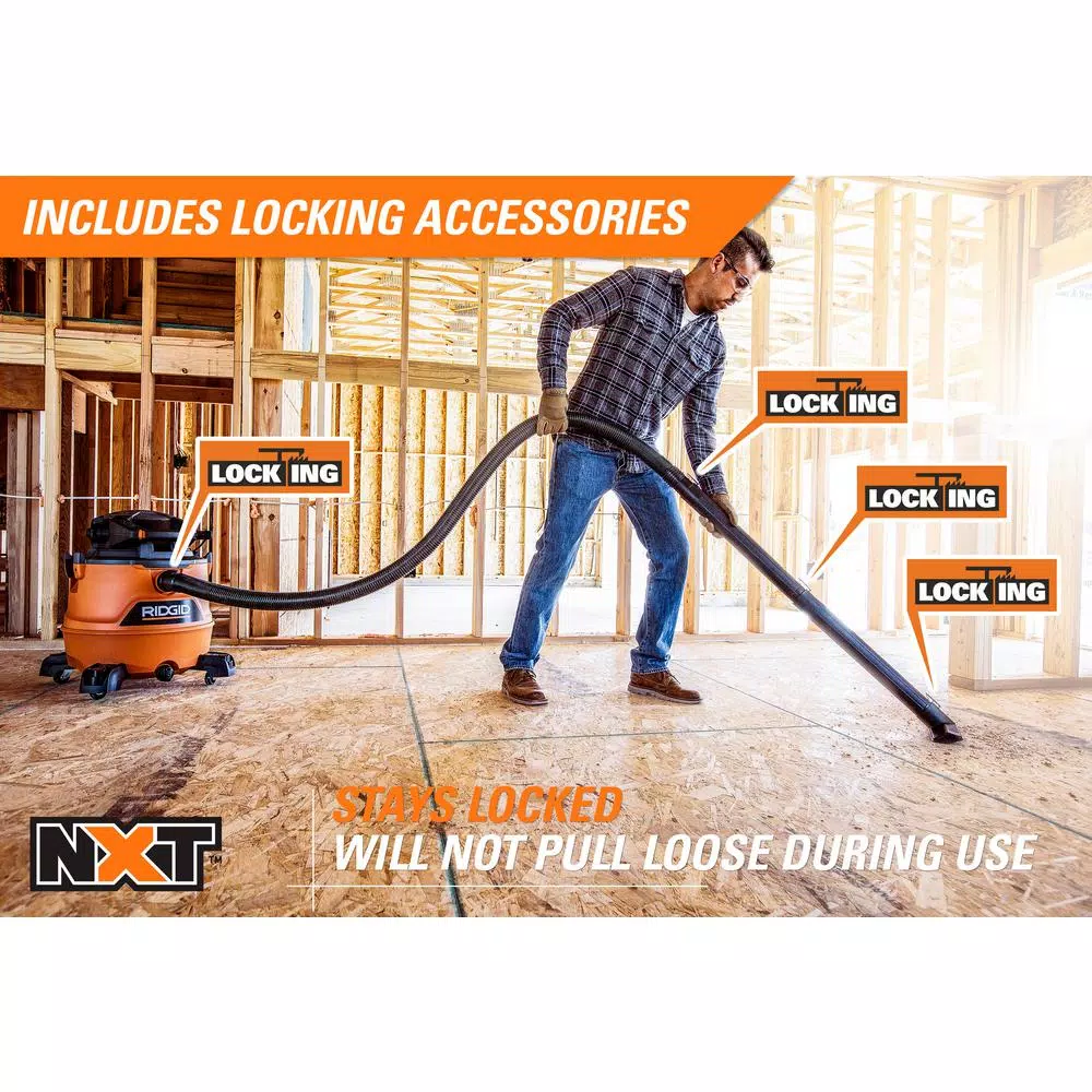 Wet & Dry Vacuums RIDGID 16 Gal. 6.5-Peak HP NXT Wet/Dry Shop Vacuum With Detachable Blower, Filter, 7 Ft. Hose, 20 Ft. Hose And Accessories 12 Wet & Dry Vacuums RIDGID 16 Gal. 6.5-Peak HP NXT Wet/Dry Shop Vacuum With Detachable Blower, Filter, 7 Ft. Hose, 20 Ft. Hose And Accessories - Image 10