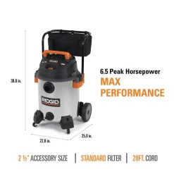 Wet & Dry Vacuums RIDGID 16 Gal. 6.5-Peak HP Stainless Steel Wet/Dry Shop Vacuum With Filter, Hose And Accessories -Deals Power Tool Accessories Store oranges peaches ridgid wet dry vacuums wd1956 1d 1000
