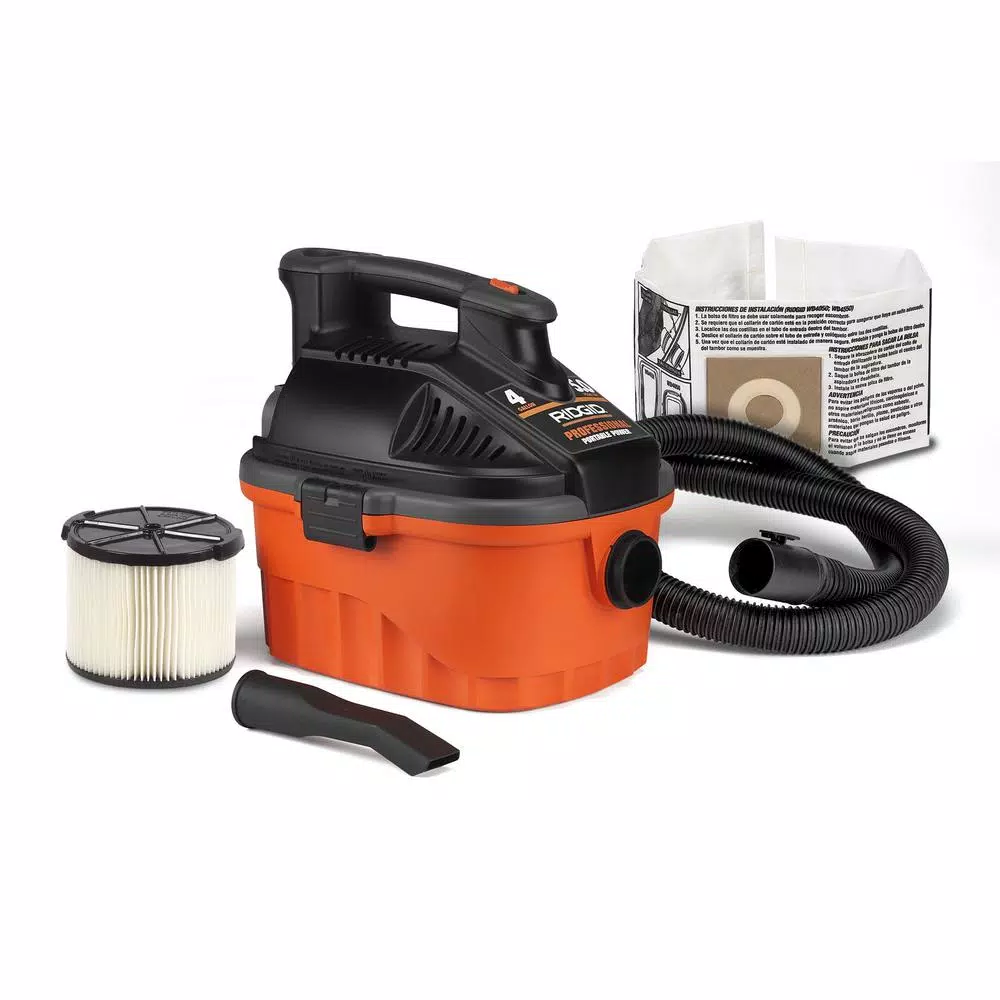 Wet & Dry Vacuums RIDGID 4 Gal. 5.0-Peak HP Portable Wet/Dry Shop Vacuum With Filter, Dust Bag, Locking Hose And Car Nozzle 3 Wet & Dry Vacuums RIDGID 4 Gal. 5.0-Peak HP Portable Wet/Dry Shop Vacuum With Filter, Dust Bag, Locking Hose And Car Nozzle