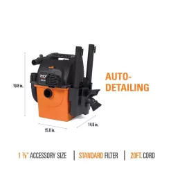 Wet & Dry Vacuums RIDGID 5 Gal. 5.0-Peak HP Portable Wall-Mountable Wet/Dry Shop Vacuum With Filter, Hose, Accessories And LED Car Nozzle -Deals Power Tool Accessories Store oranges peaches ridgid wet dry vacuums wd5500a 1d 1000