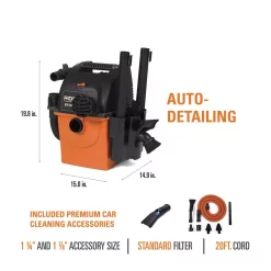 Wet & Dry Vacuums RIDGID 5 Gal. 5.0-Peak HP Portable Wall-Mountable Wet/Dry Shop Vacuum With LED Lighted Car Nozzle And Premium Car Cleaning Kit -Deals Power Tool Accessories Store oranges peaches ridgid wet dry vacuums wd5500b 1d 1000
