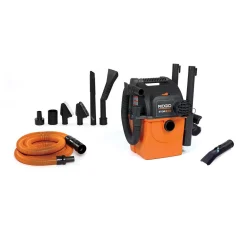 Wet & Dry Vacuums RIDGID 5 Gal. 5.0-Peak HP Portable Wall-Mountable Wet/Dry Shop Vacuum With LED Lighted Car Nozzle And Premium Car Cleaning Kit