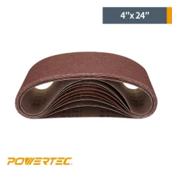 Abrasives POWERTEC 4 In. X 24 In. 240-Grit Aluminum Oxide Sanding Belt (10-Pack) -Deals Power Tool Accessories Store powertec power sander accessories 110040 4f 1000