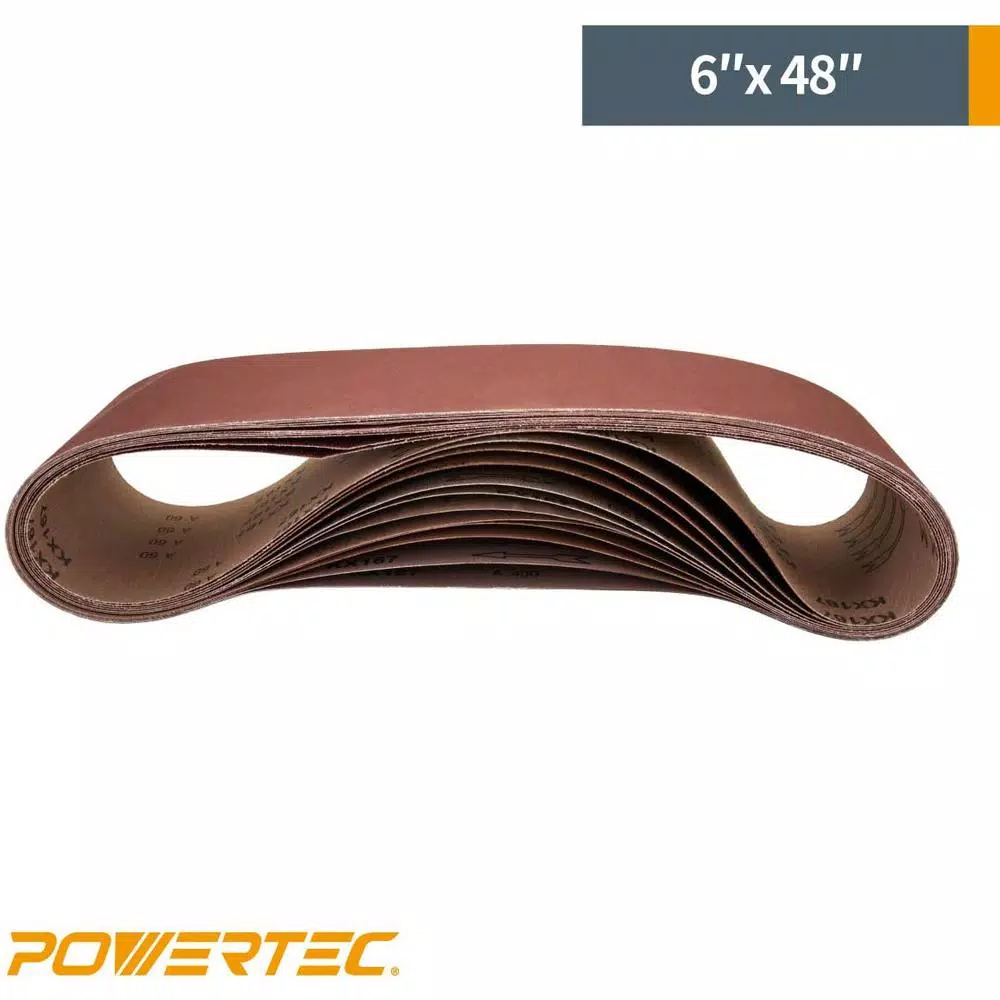 Abrasives POWERTEC 6 In. X 48 In. 60-Grit Aluminum Oxide Sanding Belt (10-Pack) 5 Abrasives POWERTEC 6 In. X 48 In. 60-Grit Aluminum Oxide Sanding Belt (10-Pack) - Image 3