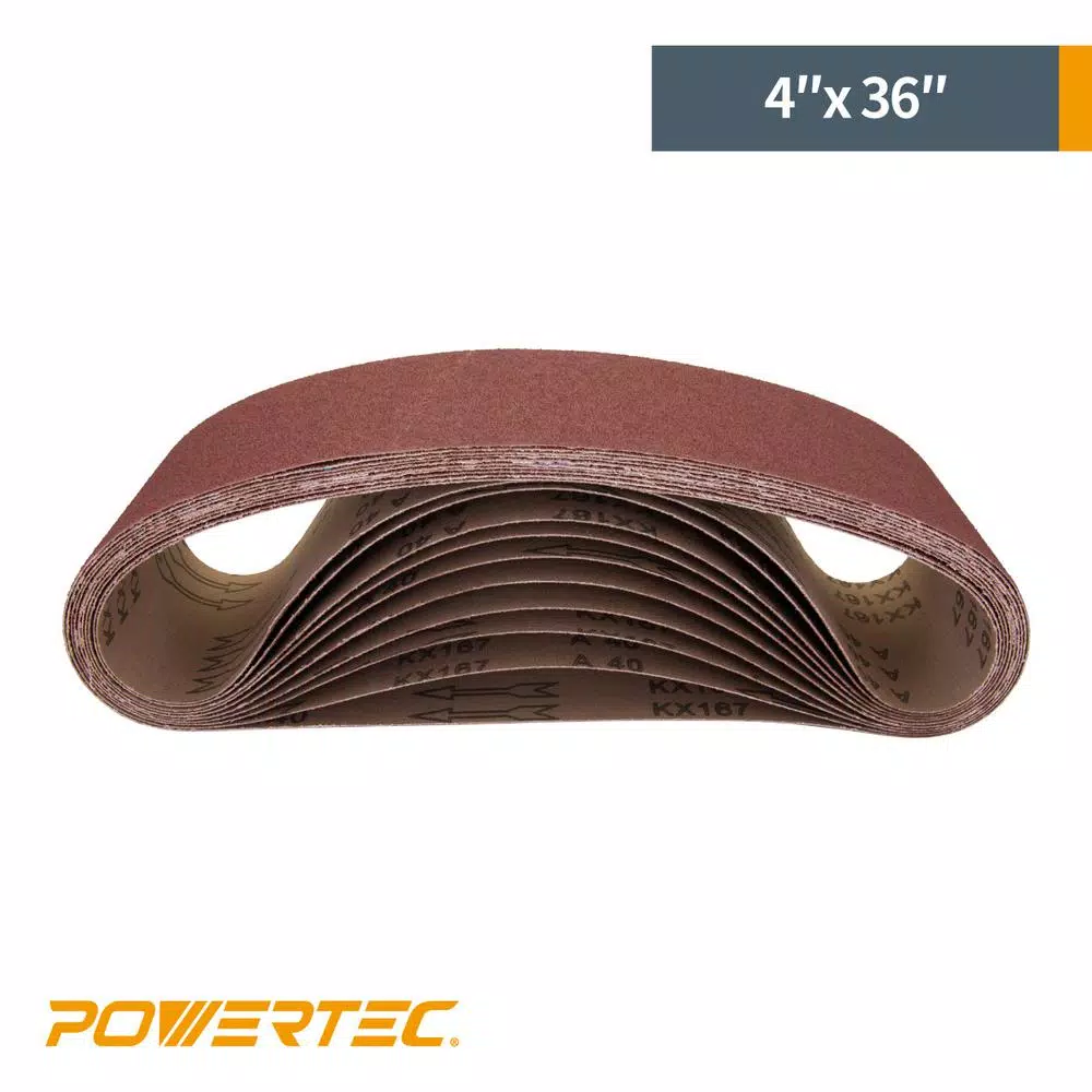 Abrasives POWERTEC 4 In. X 36 In. 80-Grit Aluminum Oxide Sanding Belt (10-Pack) 5 Abrasives POWERTEC 4 In. X 36 In. 80-Grit Aluminum Oxide Sanding Belt (10-Pack) - Image 3