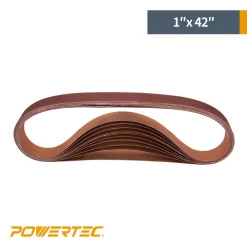 Abrasives POWERTEC 1 In. X 42 In. 120-Grit Aluminum Oxide Sanding Belt (10-Pack) -Deals Power Tool Accessories Store powertec power sander accessories 414212a 4f 1000