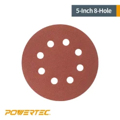 Abrasives POWERTEC 5 In. 60-Grit Aluminum Oxide Hook And Loop 8-Hole Disc (25-Pack) 9 Abrasives POWERTEC 5 In. 60-Grit Aluminum Oxide Hook And Loop 8-Hole Disc (25-Pack) -Deals Power Tool Accessories Store powertec power sander accessories 45006 4f 1000