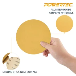 Abrasives POWERTEC 6 In. 220-Grit Aluminum Oxide PSA Sanding Disc Roll (100-Pack) -Deals Power Tool Accessories Store powertec power sander accessories 4dr1522 44 1000