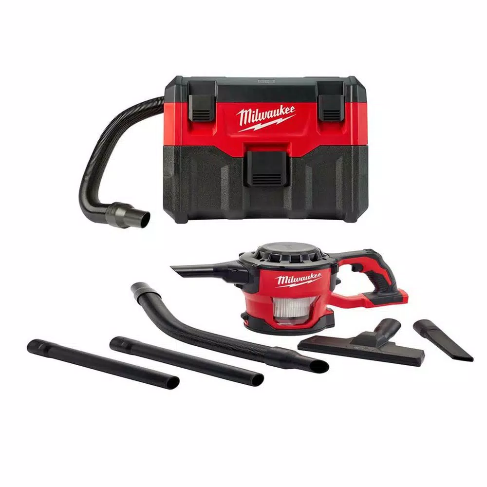 Wet & Dry Vacuums Milwaukee M18 18-Volt 2 Gal. Lithium-Ion Cordless Wet/Dry Vacuum With M18 Compact Vacuum (2-Tool) 3 Wet & Dry Vacuums Milwaukee M18 18-Volt 2 Gal. Lithium-Ion Cordless Wet/Dry Vacuum With M18 Compact Vacuum (2-Tool)