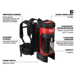 Wet & Dry Vacuums Milwaukee M18 FUEL 18-Volt Lithium-Ion Brushless 1 Gal. Cordless 3-in-1 Backpack Vacuum (Tool-Only) -Deals Power Tool Accessories Store reds pinks milwaukee wet dry vacuums 0885 20 40 1000