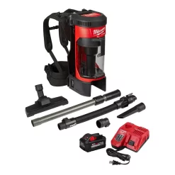 Wet & Dry Vacuums Milwaukee M18 Fuel 18-Volt Lithium-Ion Brushless Cordless 1 Gal. 3-in-1 Backpack Vacuum Kit And One 8.0 Ah Battery And Accessories