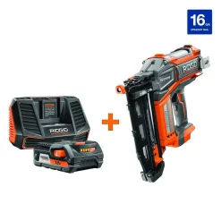 Nail Guns RIDGID 18-Volt Cordless Brushless HYPERDRIVE 16-Gauge 2-1/2 In Straight Nailer, 2 Ah Battery, Charger, Nails, Belt Clip And Bag -Deals Power Tool Accessories Store ridgid framing nailers r09892 ac848695 44 1000