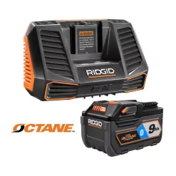 Power Tool Batteries RIDGID 18-Volt OCTANE 9.0 Ah Lithium-Ion Battery And Charger Kit