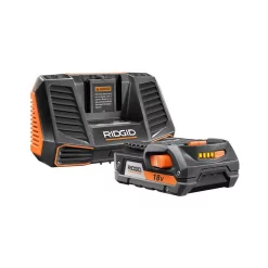 Power Tool Batteries RIDGID 18-Volt Lithium-Ion 2.0 Ah Battery Pack And Charger Kit