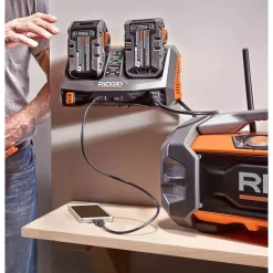 Power Tool Battery Chargers RIDGID 18-Volt Dual Port Dual Chemistry Sequential Charger With Dual USB Ports 20 Power Tool Battery Chargers RIDGID 18-Volt Dual Port Dual Chemistry Sequential Charger With Dual USB Ports -Deals Power Tool Accessories Store ridgid power tool battery chargers ac840094 1f 1000
