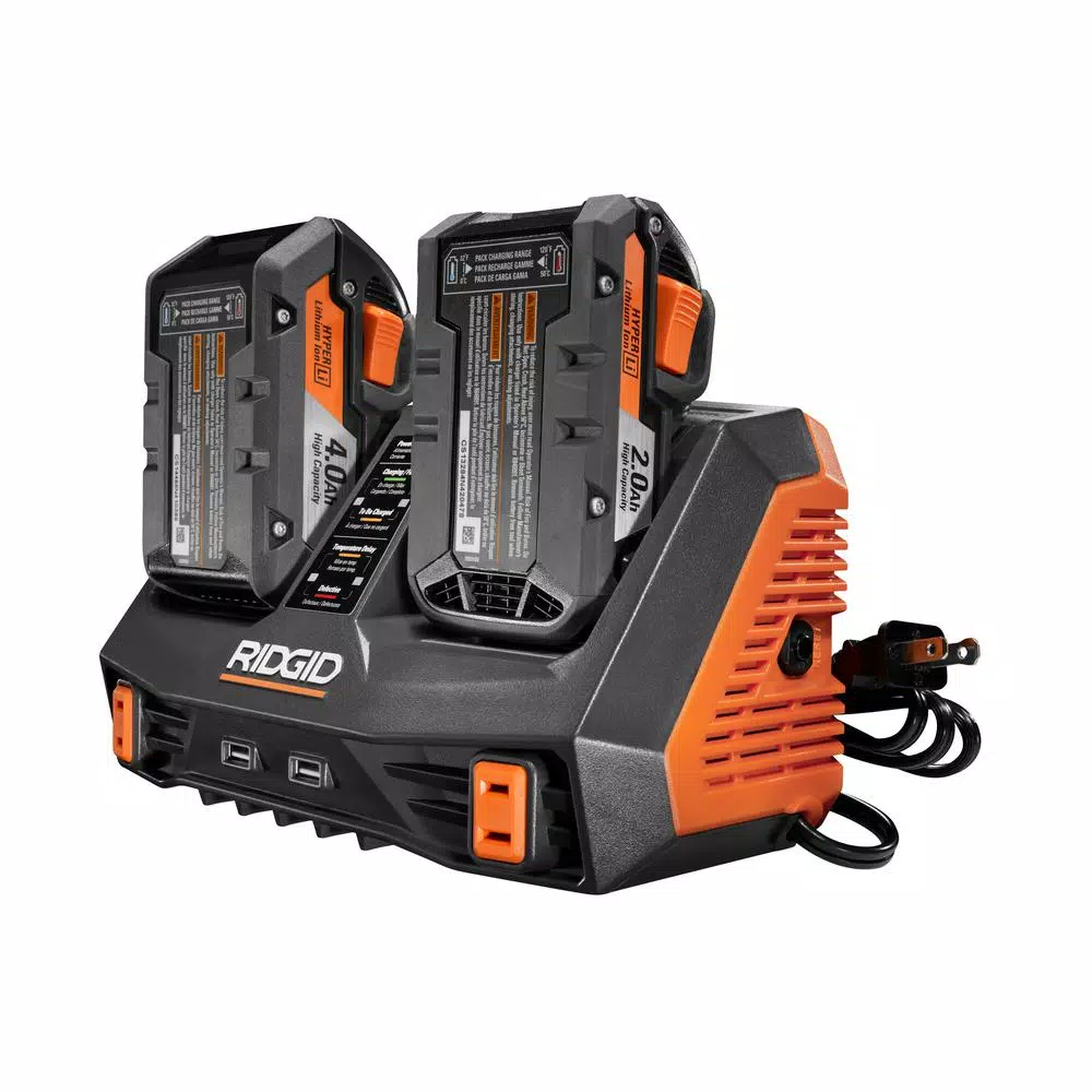 Power Tool Battery Chargers RIDGID 18-Volt Dual Port Dual Chemistry Sequential Charger With Dual USB Ports 7 Power Tool Battery Chargers RIDGID 18-Volt Dual Port Dual Chemistry Sequential Charger With Dual USB Ports - Image 5