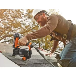 Nail Guns RIDGID 15-Degree 1-3/4 In. Coil Roofing Nailer With 1/4 In. 50 Ft. Lay Flat Air Hose -Deals Power Tool Accessories Store ridgid roofing nailers r175rnf r5025lf c3 1000