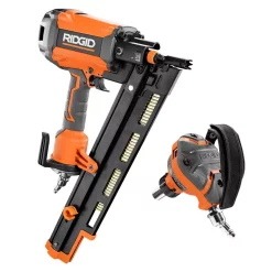 Nail Guns RIDGID 21-Degree 3-1/2 In. Round-Head Framing Nailer And 3-1/2 In. Full-Size Palm Nailer