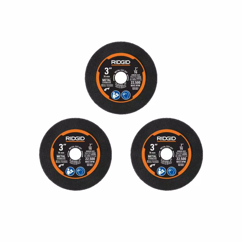Saw Blades RIDGID Metal Cut-Off Wheel Set (3-Piece) 3 Saw Blades RIDGID Metal Cut-Off Wheel Set (3-Piece)