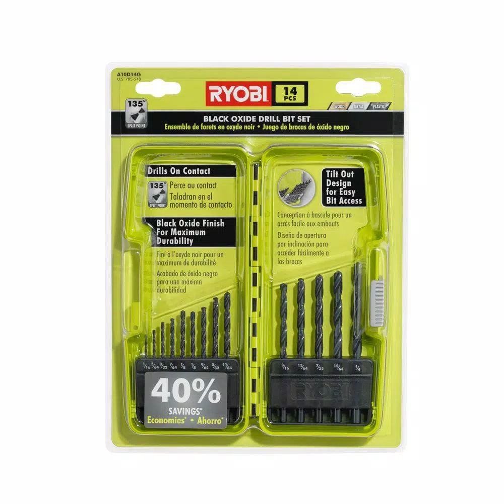 Drill Bits RYOBI Black Oxide Drill Bit Set (14-Piece) 3 Drill Bits RYOBI Black Oxide Drill Bit Set (14-Piece)