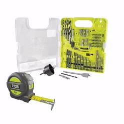 Drill Bits RYOBI Multi-Material Drill And Drive Kit (60-Piece) With BONUS 25FT Tape Measure