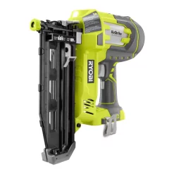 Nail Guns RYOBI 18-Volt ONE+ Lithium-Ion Cordless AirStrike 16-Gauge Cordless Straight Finish Nailer (Tool Only) With Sample Nails
