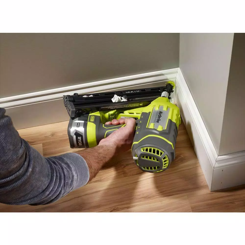 Nail Guns RYOBI 18-Volt ONE+ Lithium-Ion Cordless AirStrike 15-Gauge Angled Finish Nailer (Tool Only) With Sample Nails 9 Nail Guns RYOBI 18-Volt ONE+ Lithium-Ion Cordless AirStrike 15-Gauge Angled Finish Nailer (Tool Only) With Sample Nails - Image 7