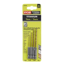 Drill Bits RYOBI SpeedLoad+ Titanium 4-Piece Hex Shank Pilot Drill Bit Set -Deals Power Tool Accessories Store ryobi specialty drill bits ar1859g 4f 1000