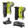 Nail Guns RYOBI 18-Volt ONE+ Lithium-Ion Cordless AirStrike 18-Gauge Brad Nailer And 16-Gauge Straight Nailer 2-Tool Combo Kit