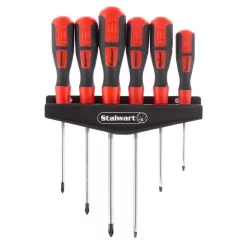 Hand Tool Sets Stalwart Magnetic Tip Screwdriver Set With Hanging Storage Rack (6-Piece)